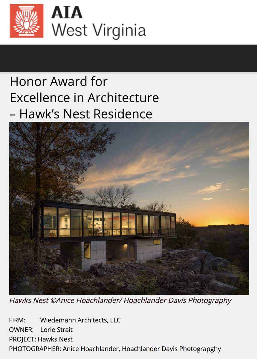 AIA of West Virginia 2017 Award for Excellence in Architecture to Wiedemann Architects
