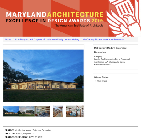 AIA of Chesapeake Bay 2018 Excellence in Design Award to Wiedemann Architects